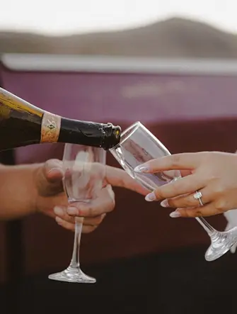 Champagne poured into glasses